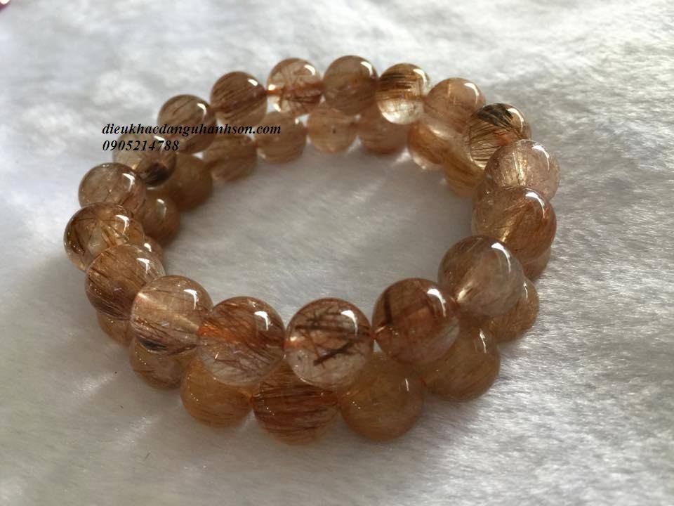 Vòng tay đá thạch anh tóc tiên hạt 10 mm