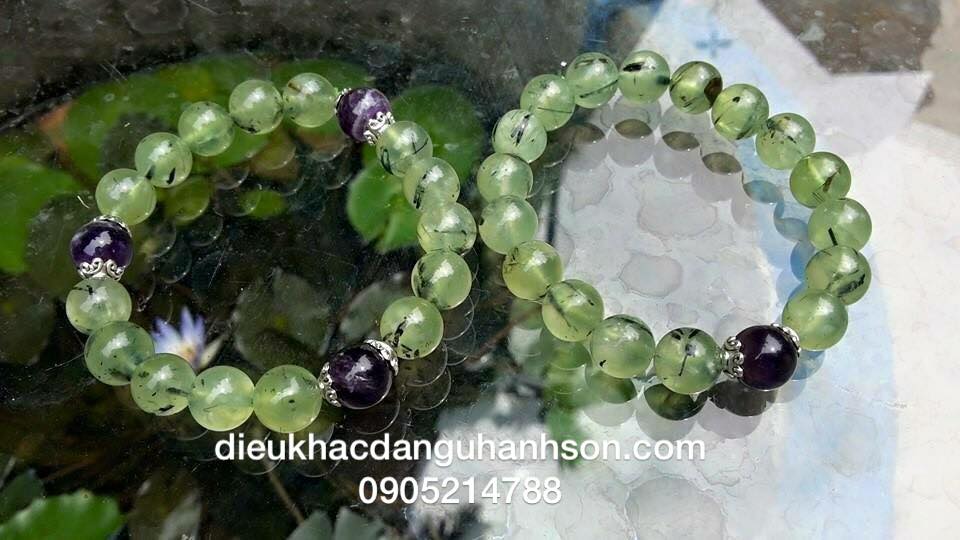 Vòng tay mặt trời kết hợp phụ kiện và thạch anh tím 10mm