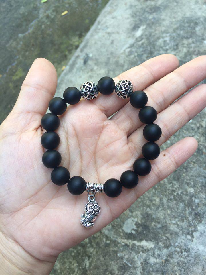 Vòng tay đá Đá Obsidian mix phụ kiện