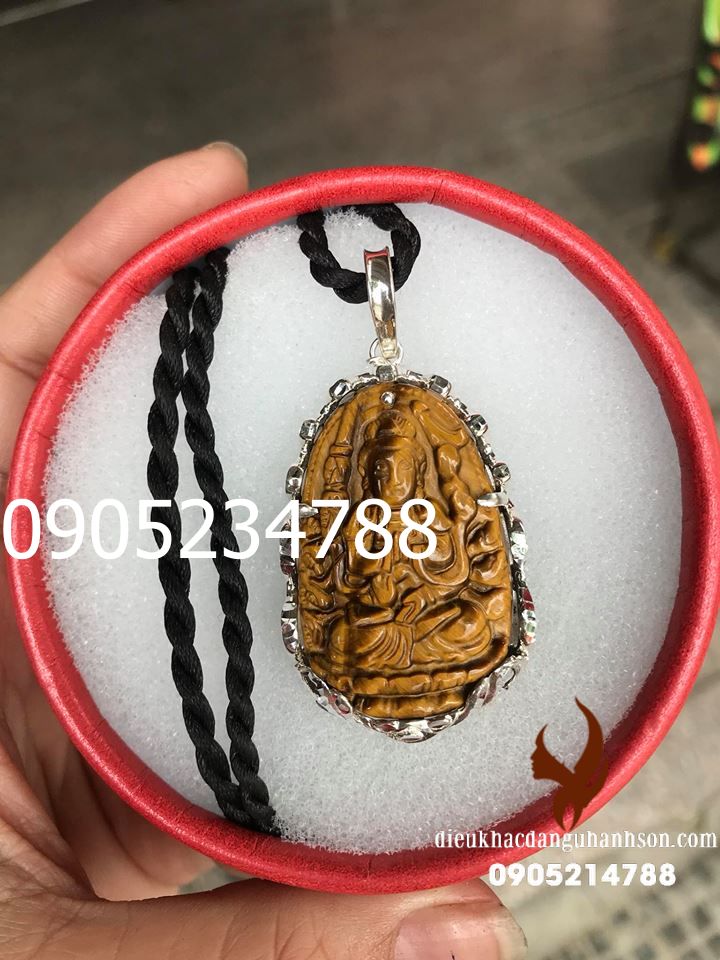 Mặt dây chuyền phật thiên thủ thiên nhãn ốp bạc ta nguyên chất cho tuổi Tý (Mã sản phẩm: PBM121)