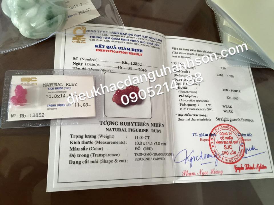 Tỳ hưu đá ruby thiên nhiên kèm chứng thư kiểm định đá quý thiên nhiên MTH15