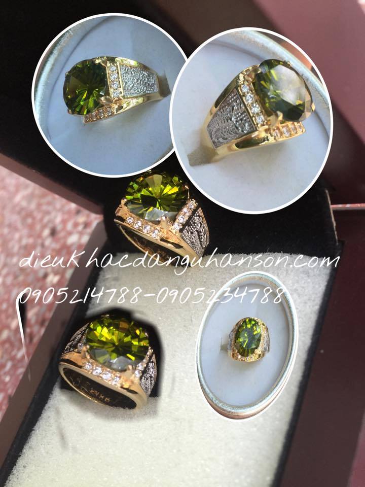 Nhẫn vàng tây 10k ốp đá peridot thiên nhiên DQ04