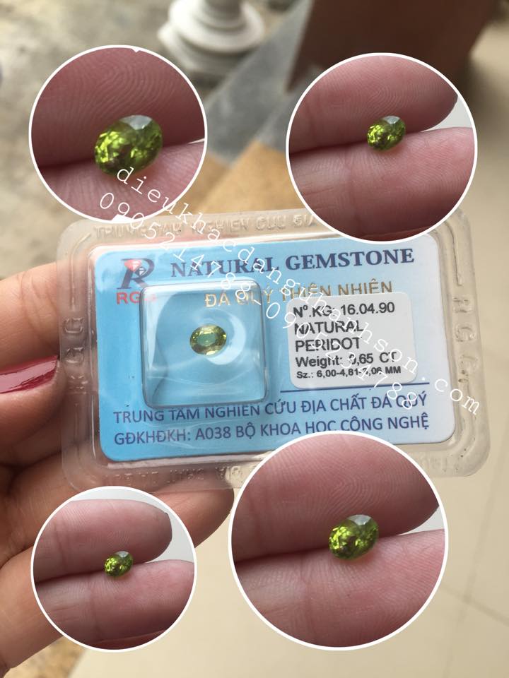 Đá peridot thiên nhiên kèm chứng thư hàng đã kiểm định DQ01