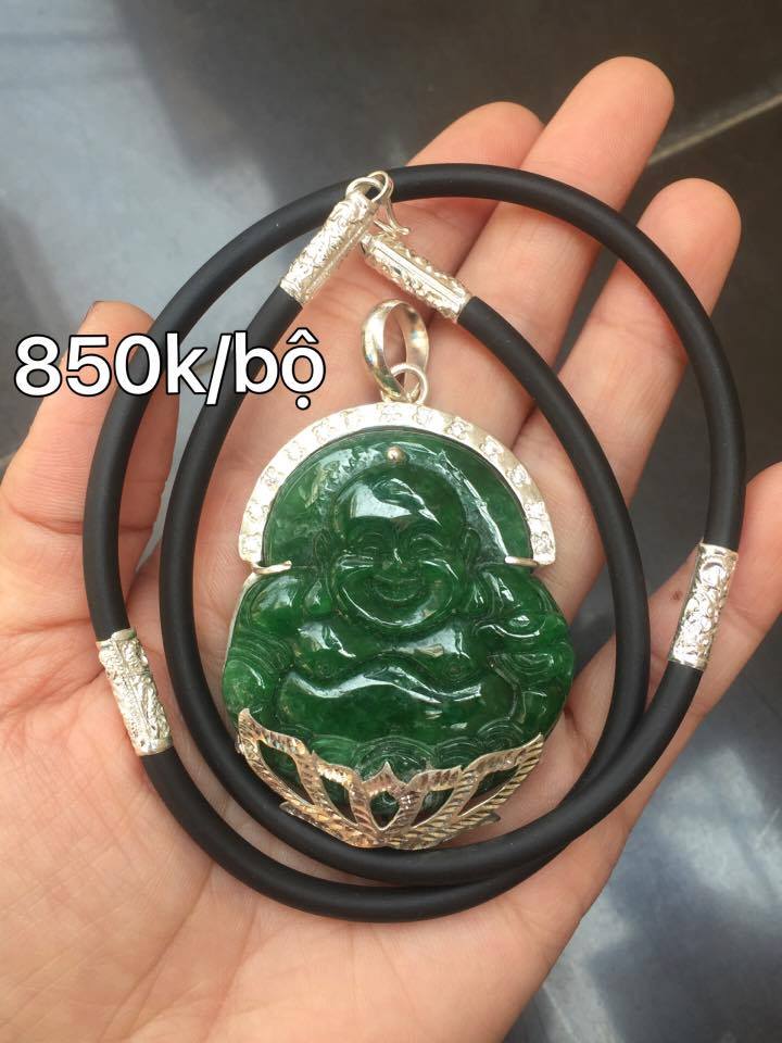 Combo mặt dây chuyền phật di lặc ốp bạc kèm dây da ốp bạc MDL42