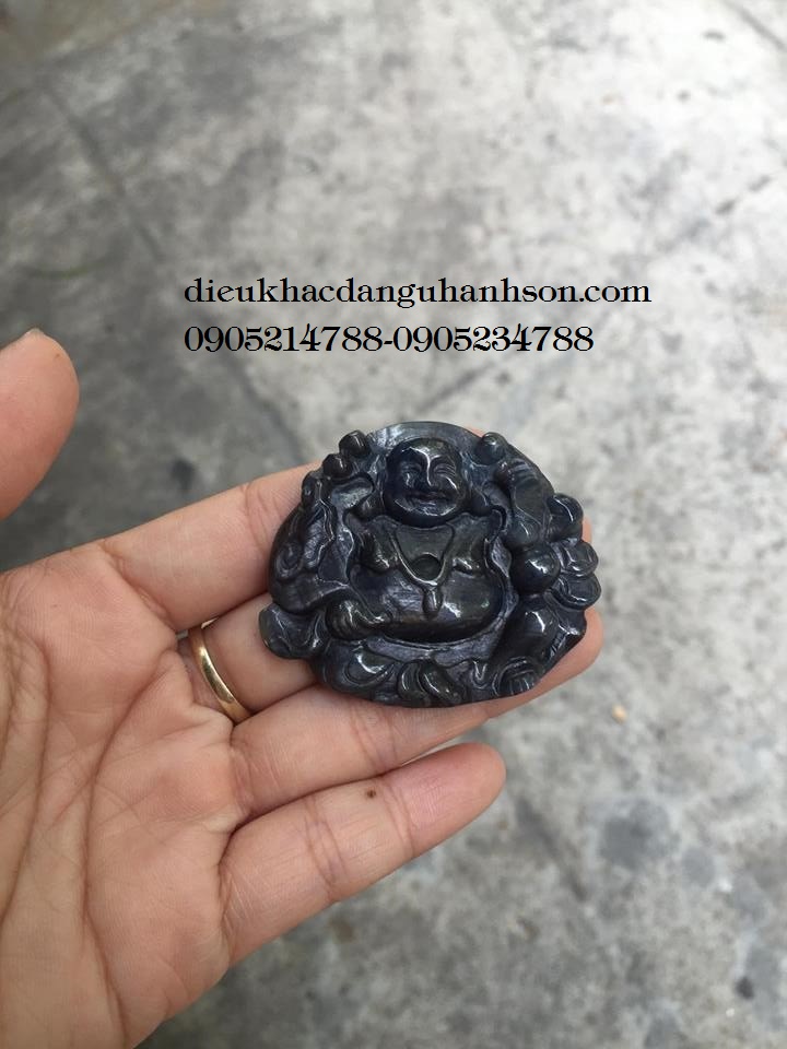 Mặt dây chuyền đức phật di lặc đá saphia thiên nhiên MDL42