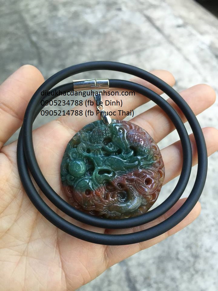 Mặt dây chuyền rồng bay đá ngọc caxedon RP16
