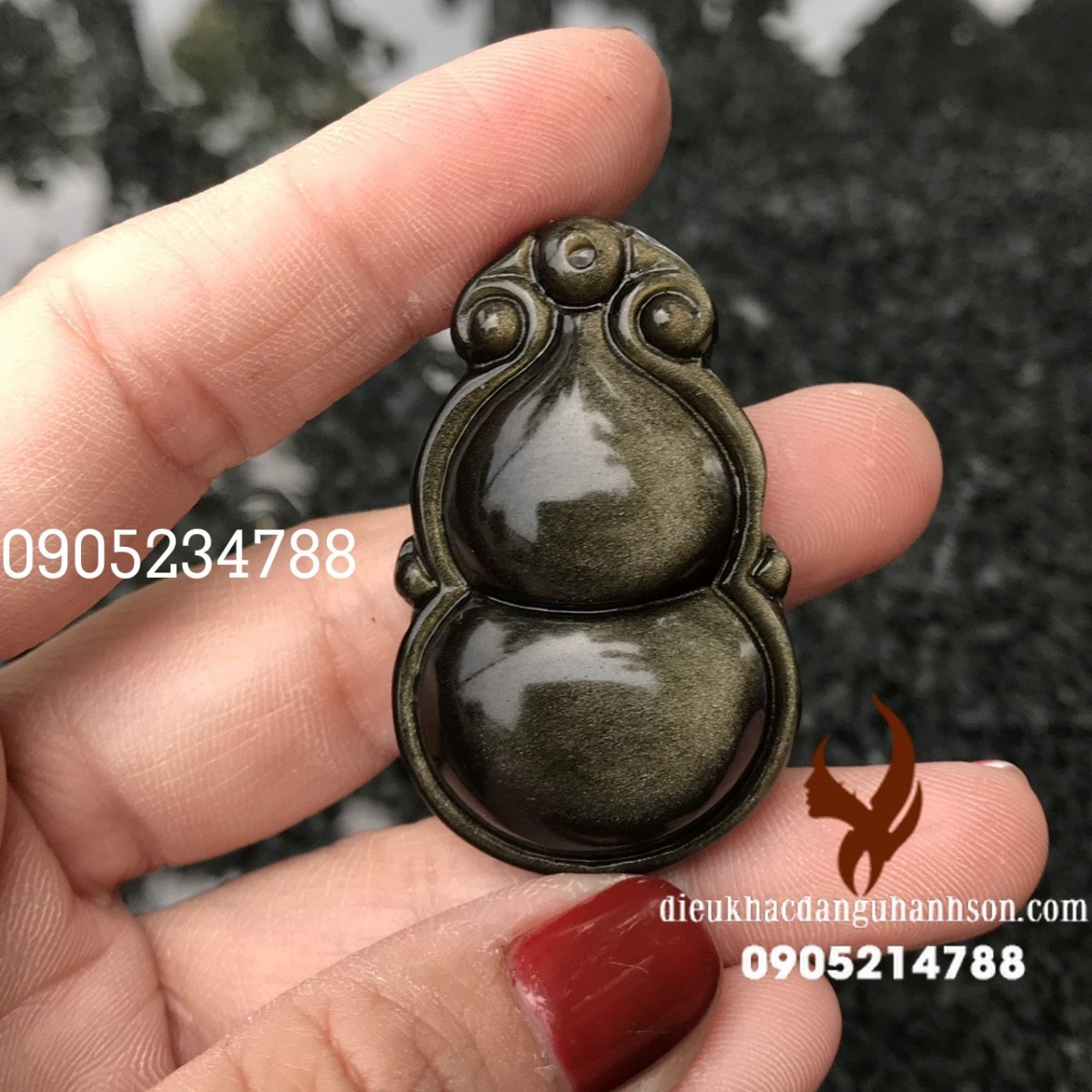 Mặt dây chuyền hồ lô đá obisidian rainbow thiên nhiên (Mã sản phẩm: MDC34)