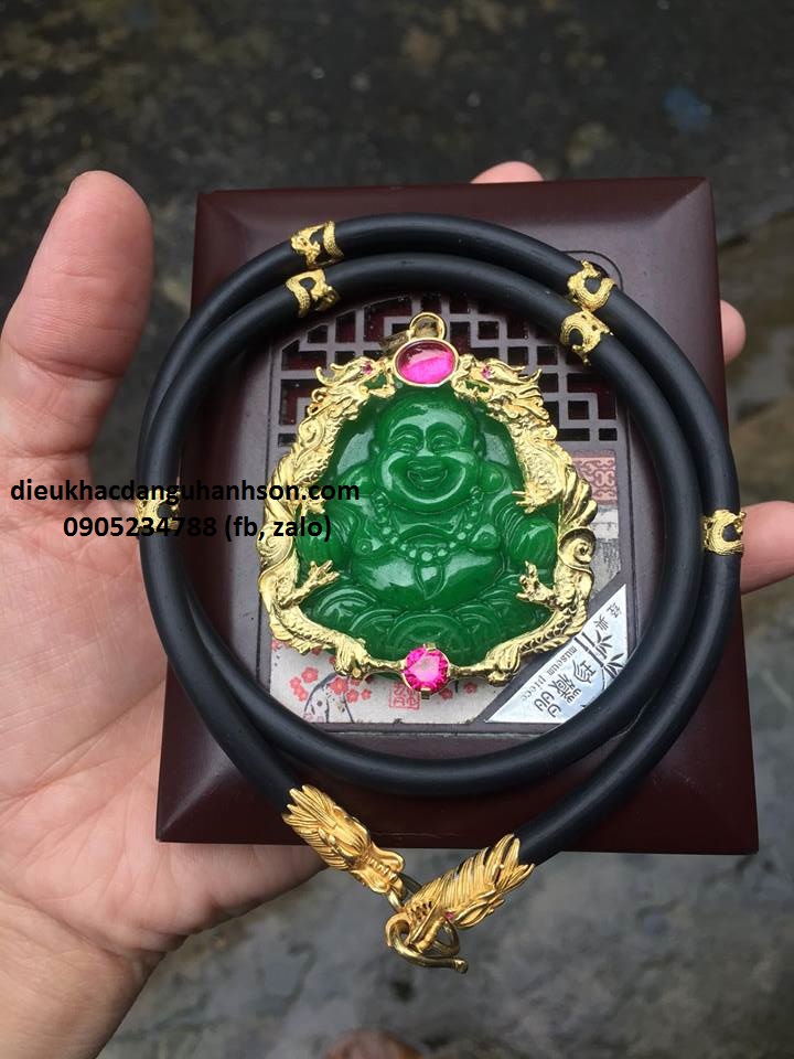 Mặt dây chuyền phật di lặc đá Ngọc cẩm thạch thiên nhiên DL74