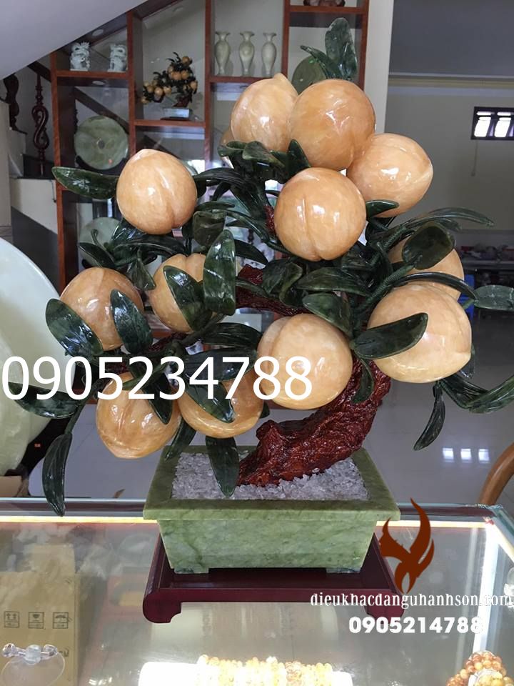 Cây đào Trường thọ đá Ngọc hoàng long thiên nhiên 12 quả size địa TL21