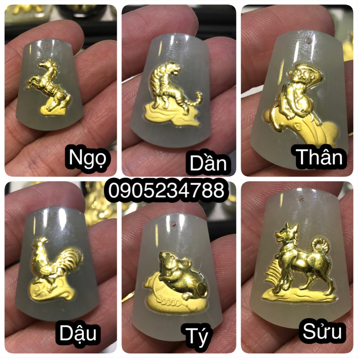 Con giáp Ngọc cẩm thạch dát vàng 24k CG01