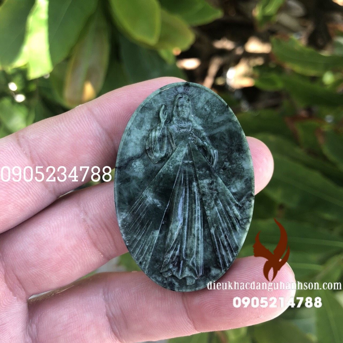 Mặt dây chuyền Lòng chúa thương xót ngọc ấn độ thiên nhiên: CG18)