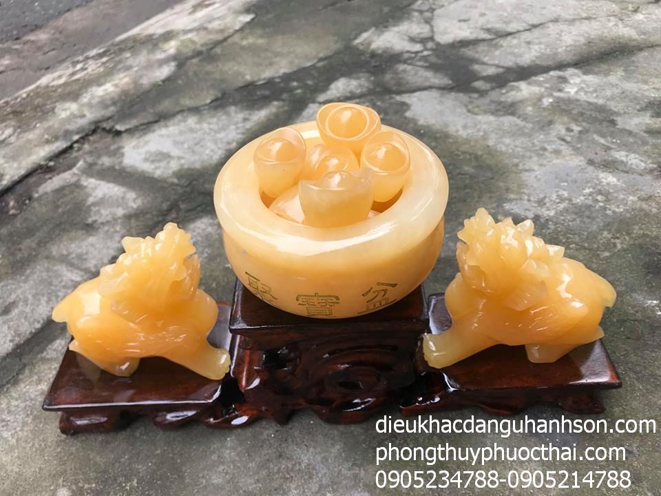 Combo tỳ hưu, bát vàng ngọc hoàng long thiên nhiên (mã sản phẩm: VPTH14)