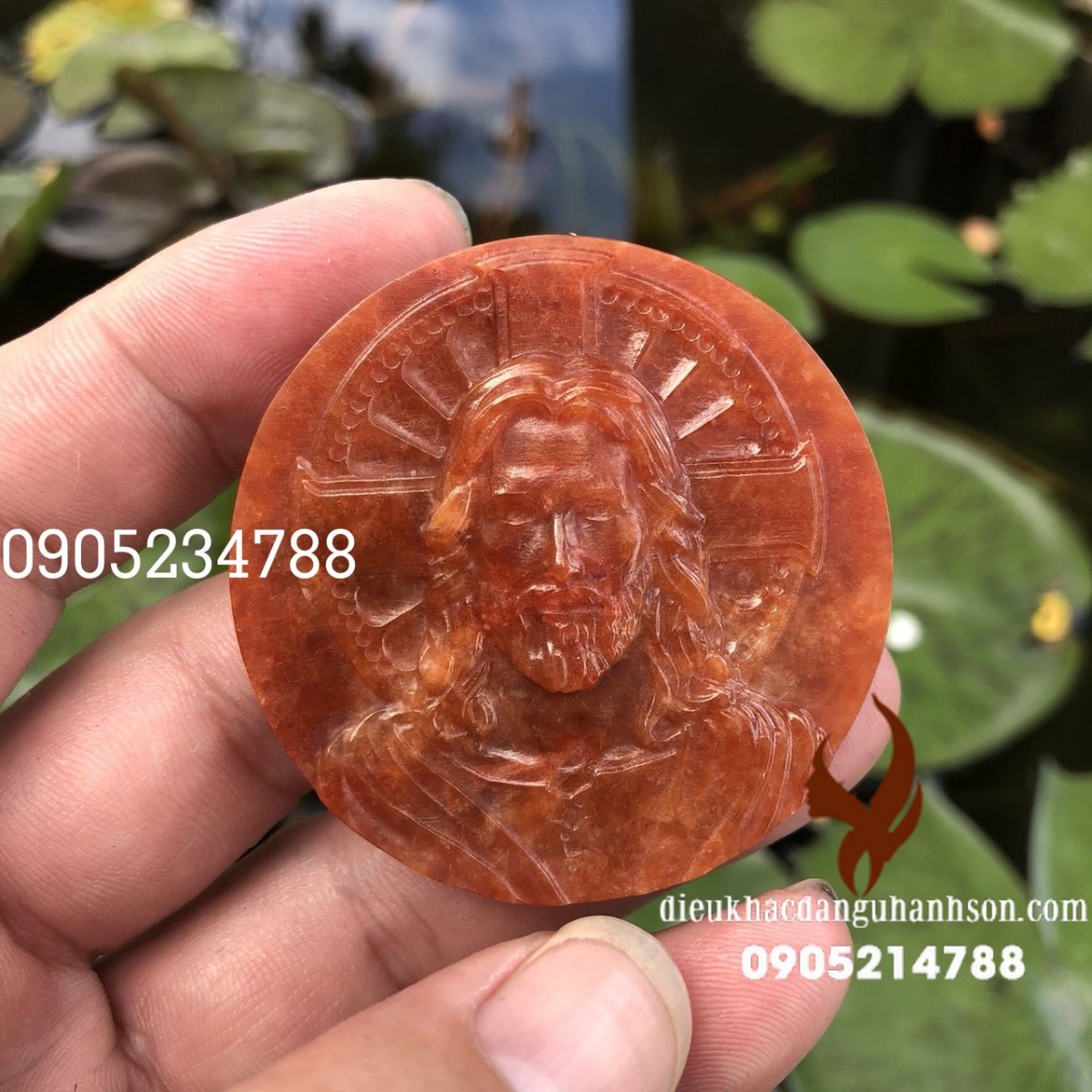 Mặt dây chuyền Chúa Giêsu Ngọc cẩm thạch huyết tự nhiên (Mã sản phẩm: CG10)