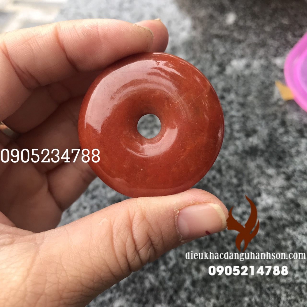 Mặt dây chuyền Đồng điếu Ngọc cẩm thạch huyết (MDC33)