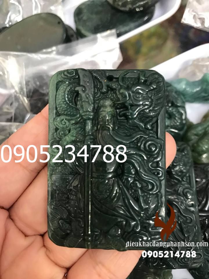 Mặt dây chuyền quan công đá caxedon thiên nhiên (Mã sản phẩm: QC63)