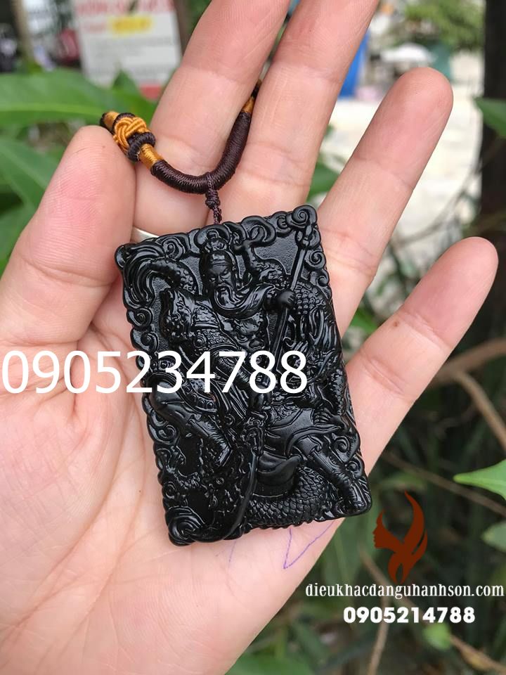 Mặt Dây Chuyền Quan Công Đá Obisidian Thiên Nhiên (Mã Sản Phẩm: QC62)