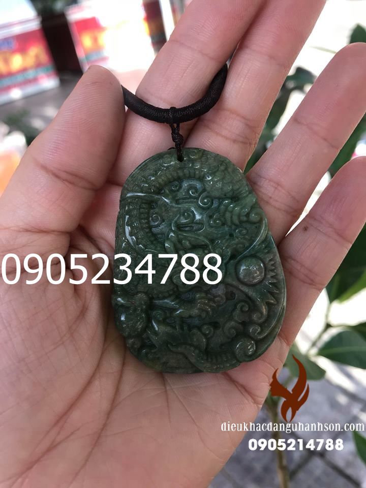 Mặt dây chuyền rồng Ngọc caxedon thiên nhiên (Mã sản phẩm: RP85)