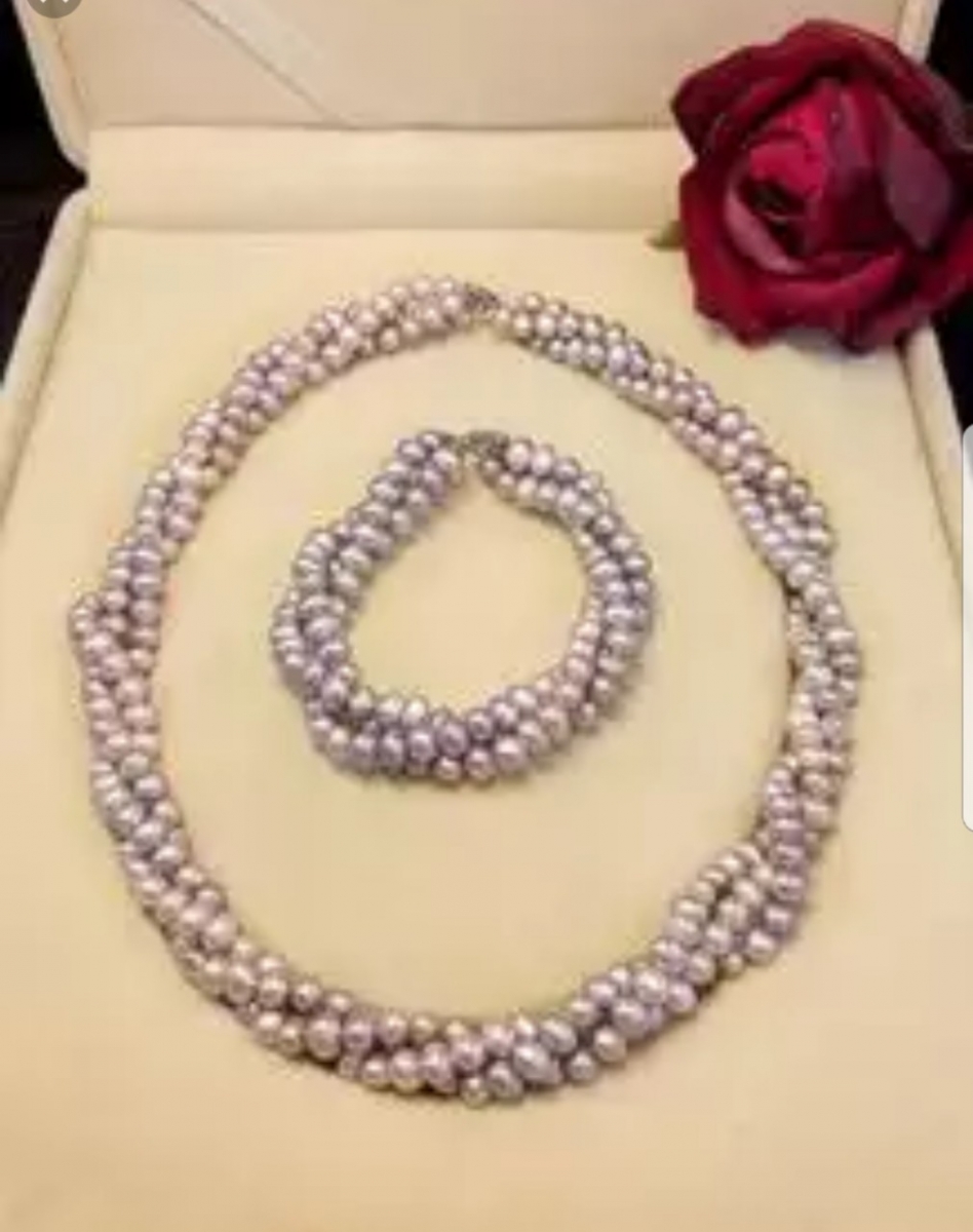 Bộ trang sức vòng cổ ngọc trai nuôi nước mặn thiên nhiên (Mã sản phảm: NT04)