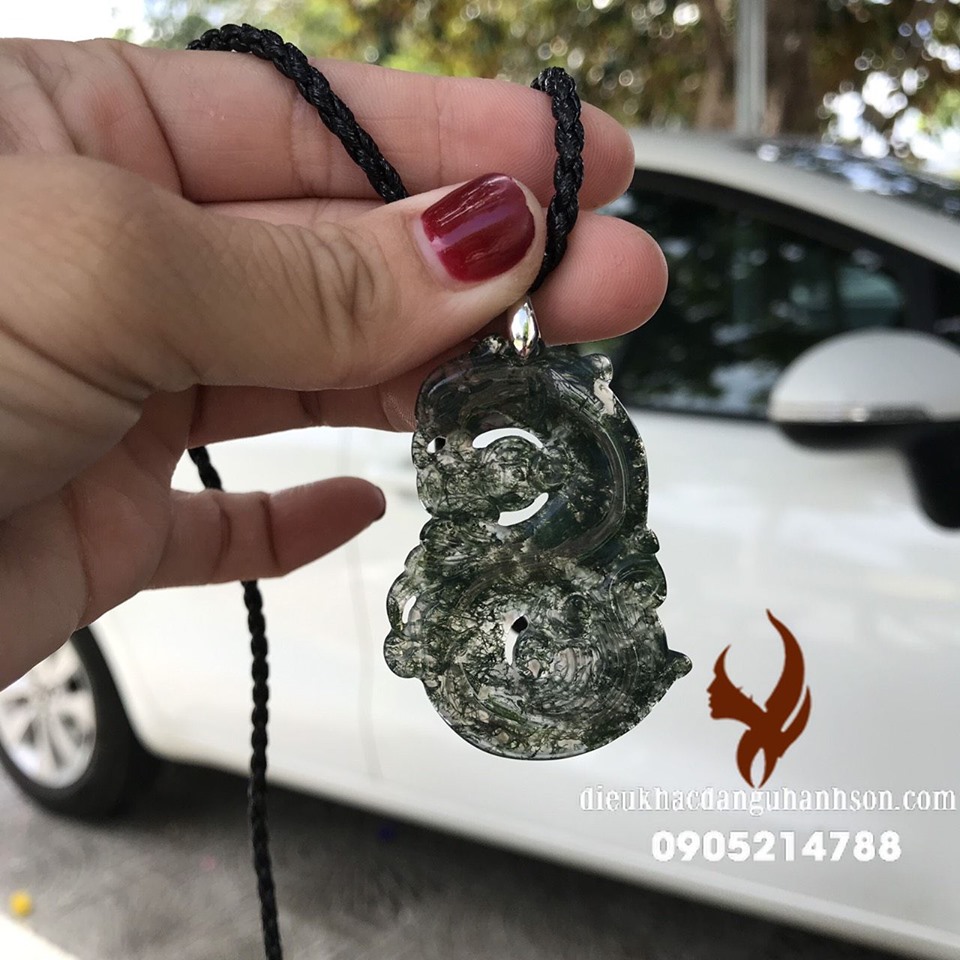 Mặt dây chuyền tỳ hưu hóa rồng đá thạch anh ưu linh tự nhiên (RP93)