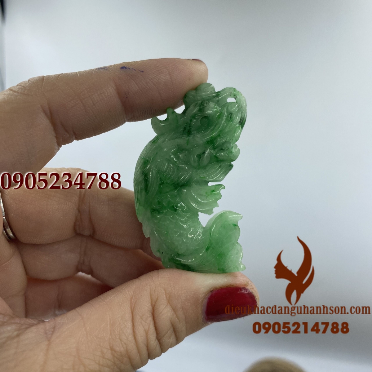 Mặt dây chuyền cá chép vượt vũ môn Ngọc cẩm thạch tự nhiên (Mã sản phẩm: CC05)