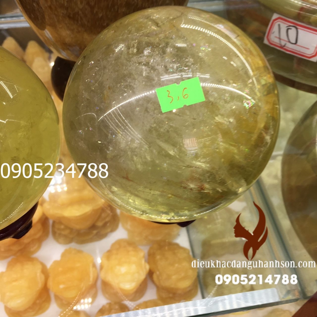Quả cầu thạch anh vàng chuẩn thiên nhiên đường kính 15 cm (Mã sản phẩm: QC49)