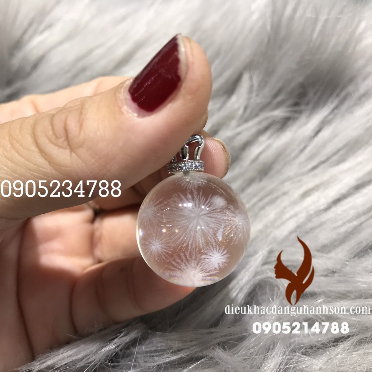 Mặt dây chuyền thạch anh trắng bao thể tự nhiên (Mã sản phẩm: MDC31)