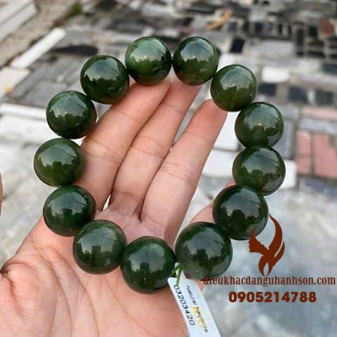 Vòng tay đá Ngọc bích Nephrite thiên nhiên size 18 ly (Mã sản phẩm: VT41)