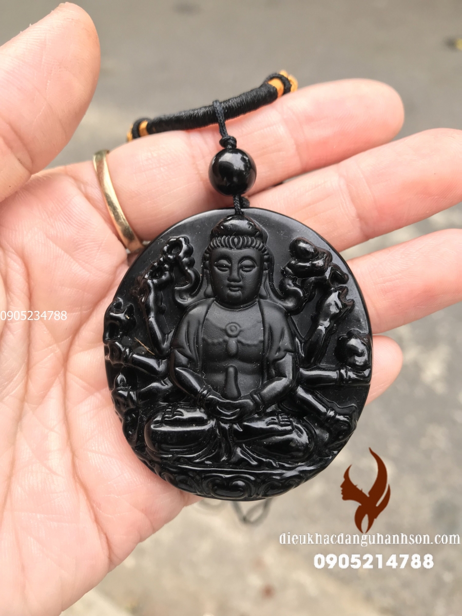 Mặt phật thiên thủ thiên nhãn đá obisidian thiên nhiên (Mã sản phẩm: PBM97)