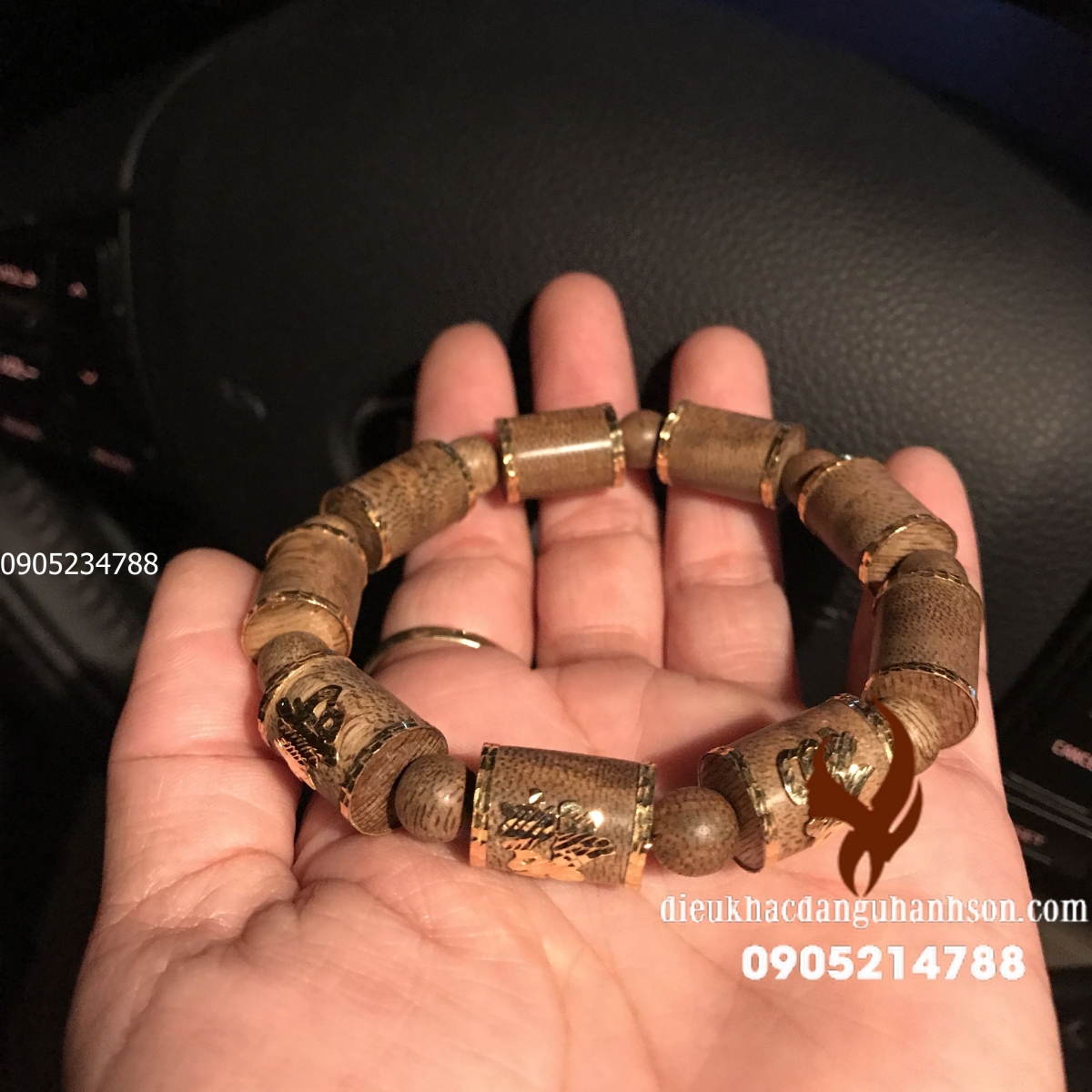 Vòng tay Trầm tốc tự nhiên ốp vàng tây 18k (Mã sản phẩm: TH34)