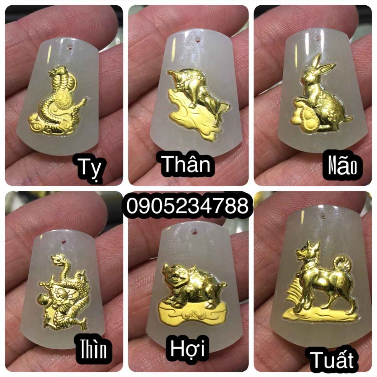 Con giáp Ngọc cẩm thạch dát vàng 24k CG02