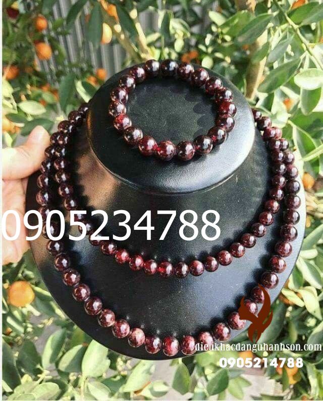 Combo vòng cổ, vòng tay đá granat thiên nhiên (Mã sản phẩm: CB02)