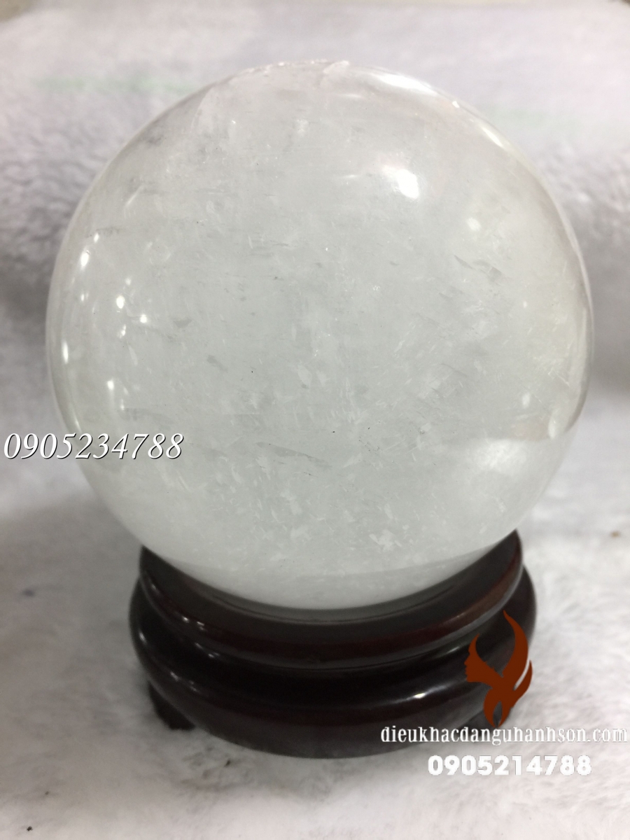 Quả cầu đá đá thạch anh trắng tự nhiên QC14