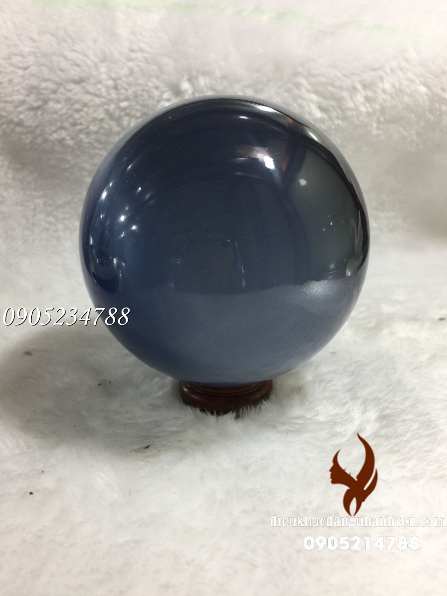 Quả cầu đá mắt mèo xanh đen QC22