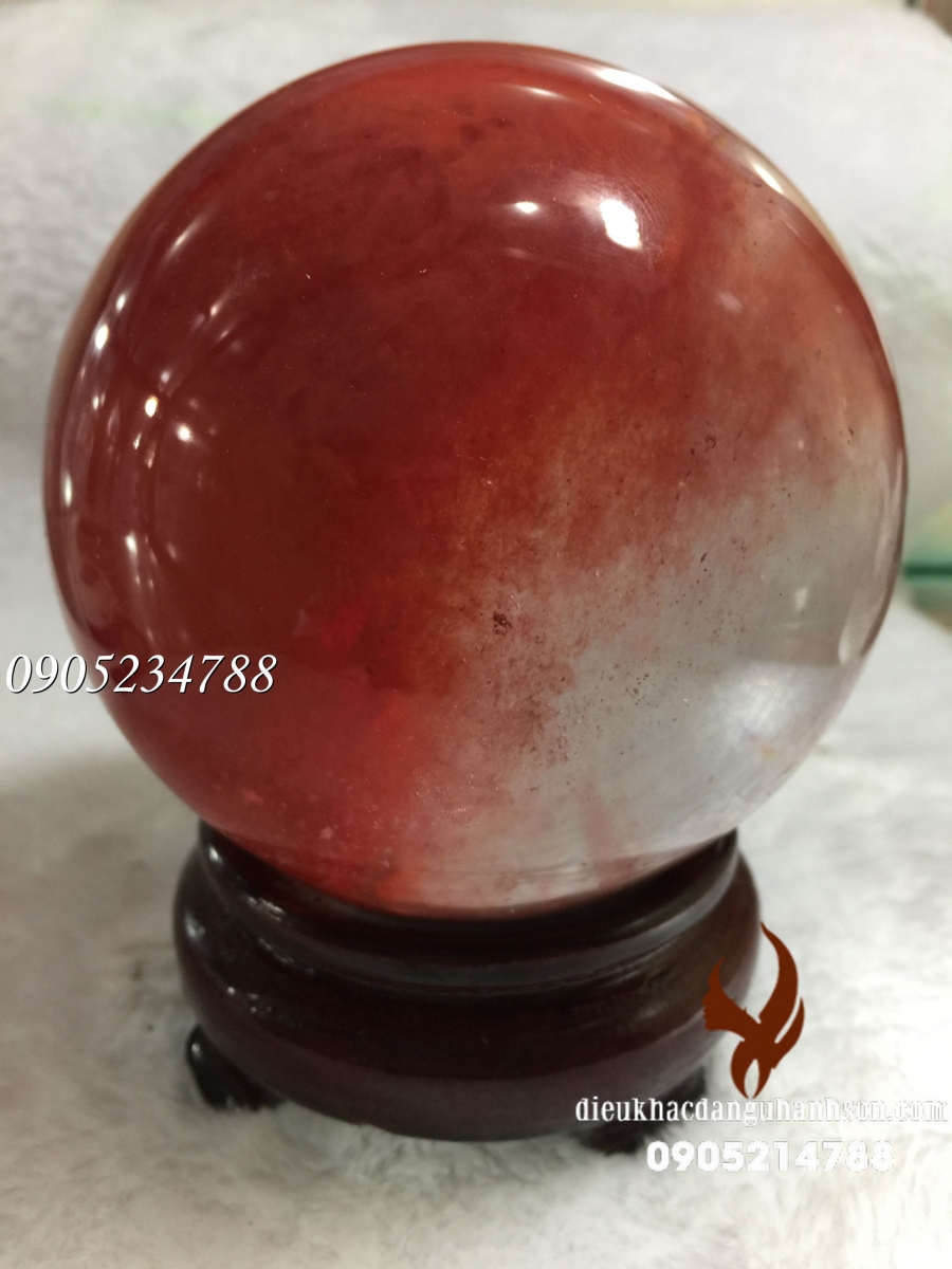 Quả cầu đá đá đỏ vân mây  QC20