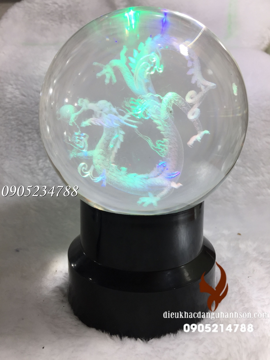 Quả cầu pha lê bắn 3D kèm đế đèn QC36
