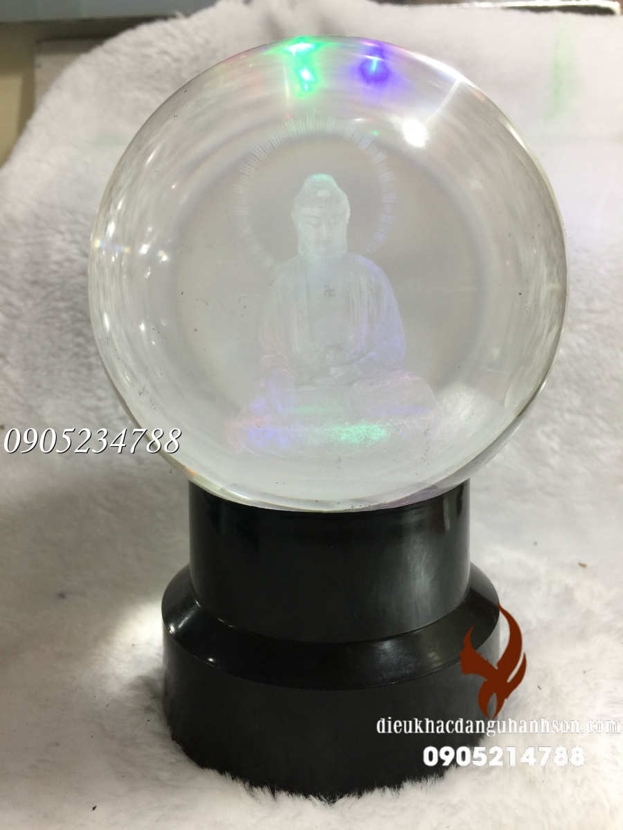 Quả cầu pha lê bắn 3D kèm đế đèn QC39