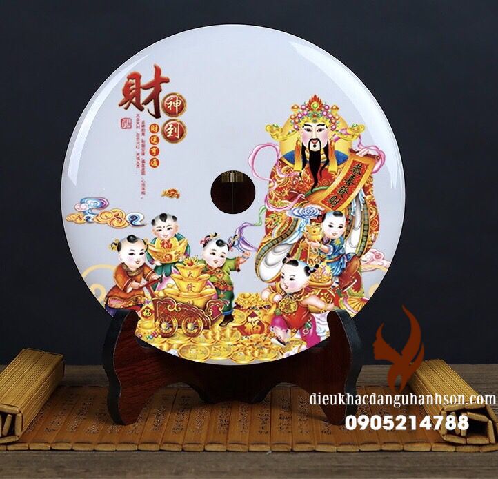 Đồng điếu Ngọc 0Onyx (Bạch Ngọc) thiên nhiên in hình 3D size 16 cm  (Mã sản phẩm: DD07)