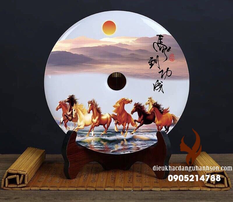 Đồng điếu Ngọc Onyx (Bạch Ngọc) thiên nhiên in hình 3D size 16 cm  (Mã sản phẩm: DD04)