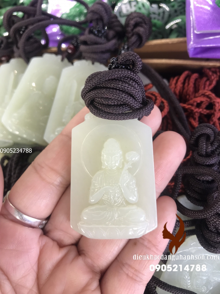Phật bản mệnh Đại thế chí cho tuổi Ngọ bạch ngọc thiên nhiên Vip (Mã sản phẩm: PBM89)