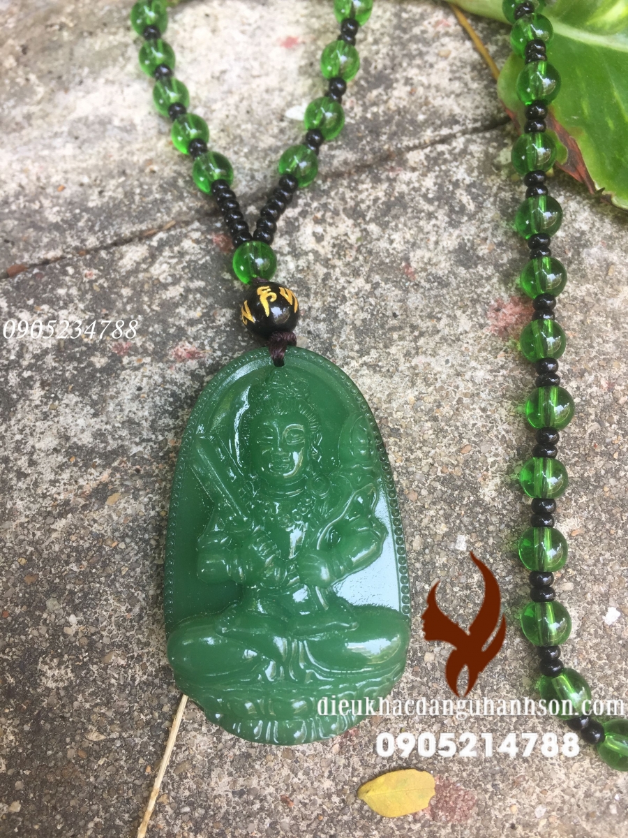 Phật Hư không tang Đá Green Aventurine - Thạch Anh Xanh Kèm Dây Bi Đeo HKT16