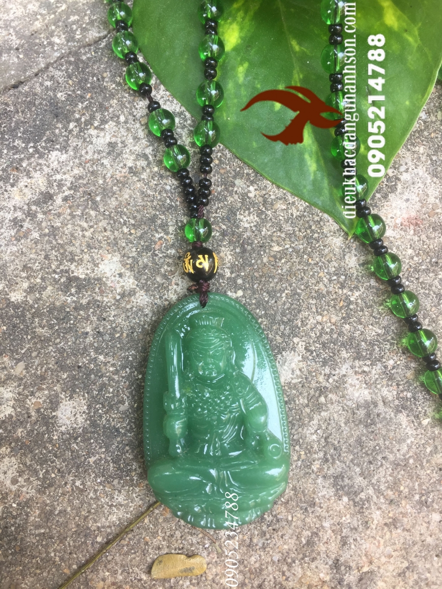 Phật bản mệnh Bất động minh vương đá Green Aventurine - Thạch Anh Xanh Kèm Dây Bi Đeo   cho Tuổi Dậu MV13