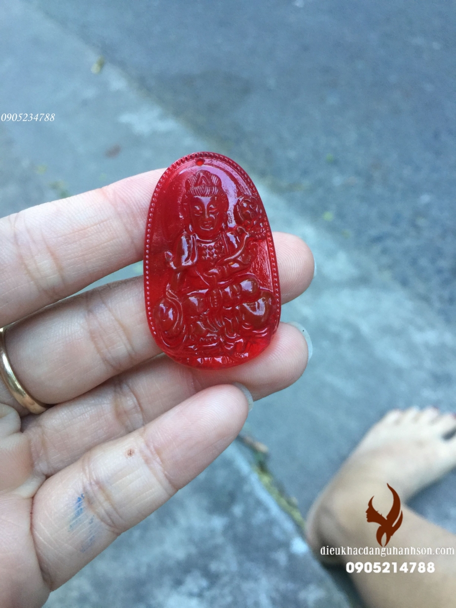 Phật bản mệnh phổ hiền bồ tát Đá Thạch anh đỏ cho tuổi Thìn và Tỵ PH06