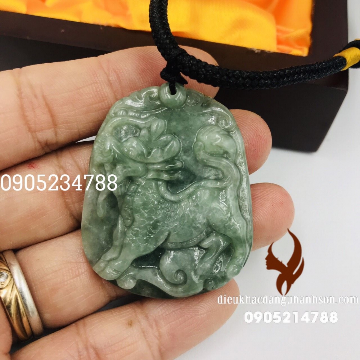 Mặt dây chuyền kỳ lân ngọc cẩm thạch thiên nhiên (Mã sản phẩm: RP93)