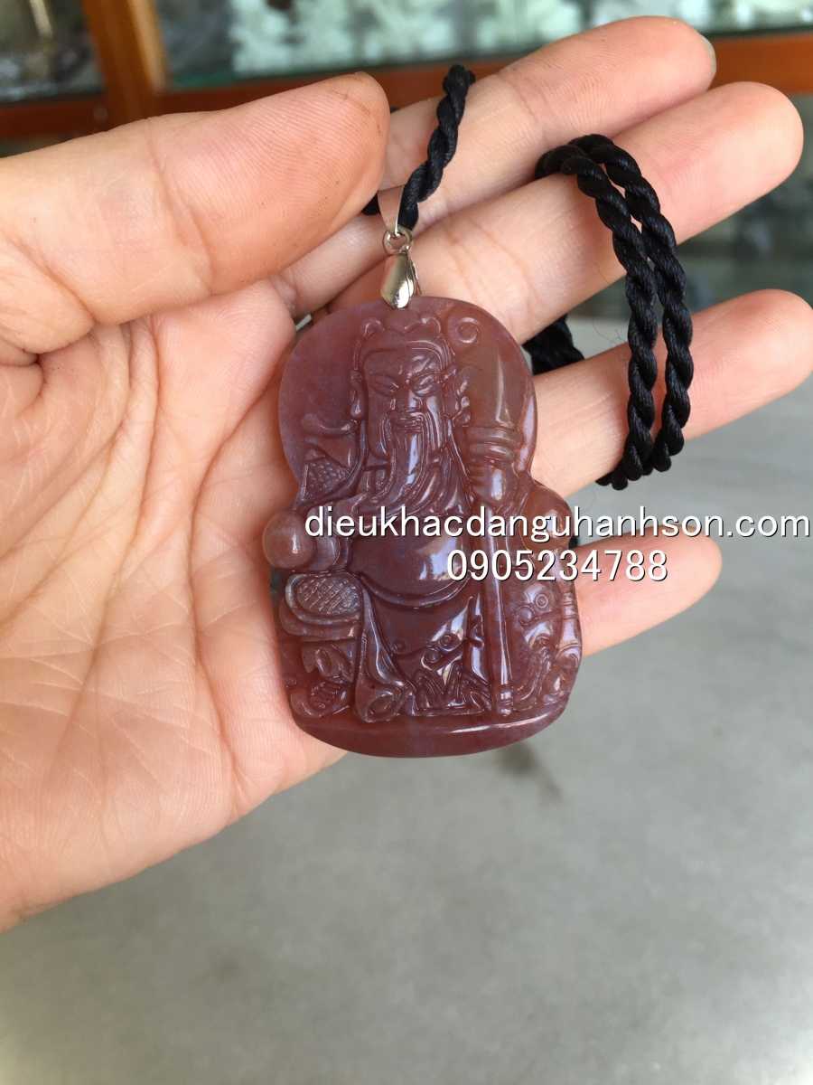 Mặt dây chuyền Quan công đá ngọc caxedon thiên nhiên QC13