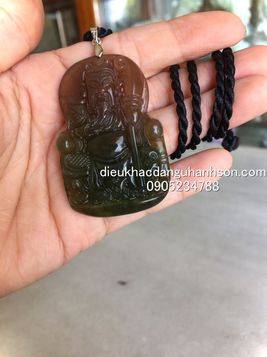 Mặt dây chuyền Quan công đá ngọc caxedon thiên nhiên QC15
