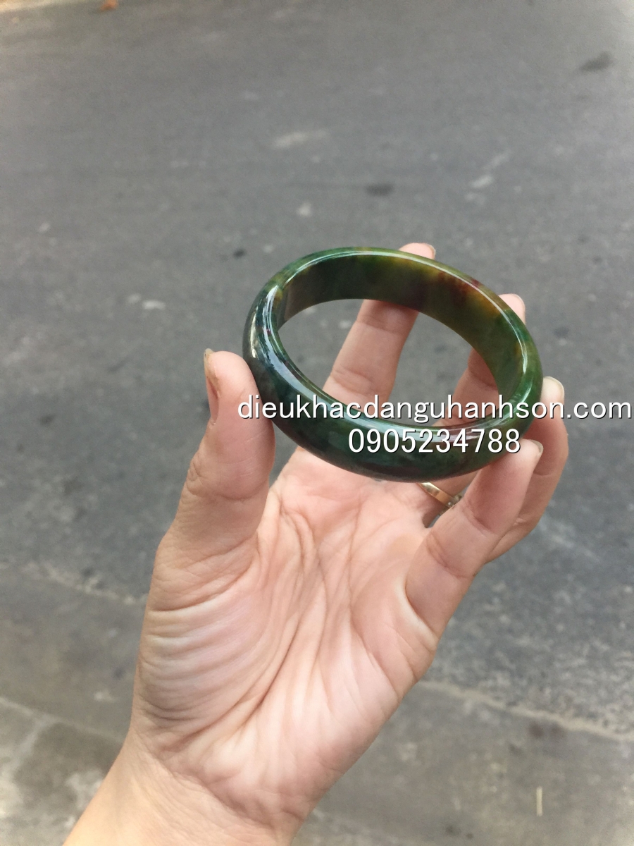 Vòng tay bản liên ngọc cẩm thạch tứ quý thiên nhiên VTBL29
