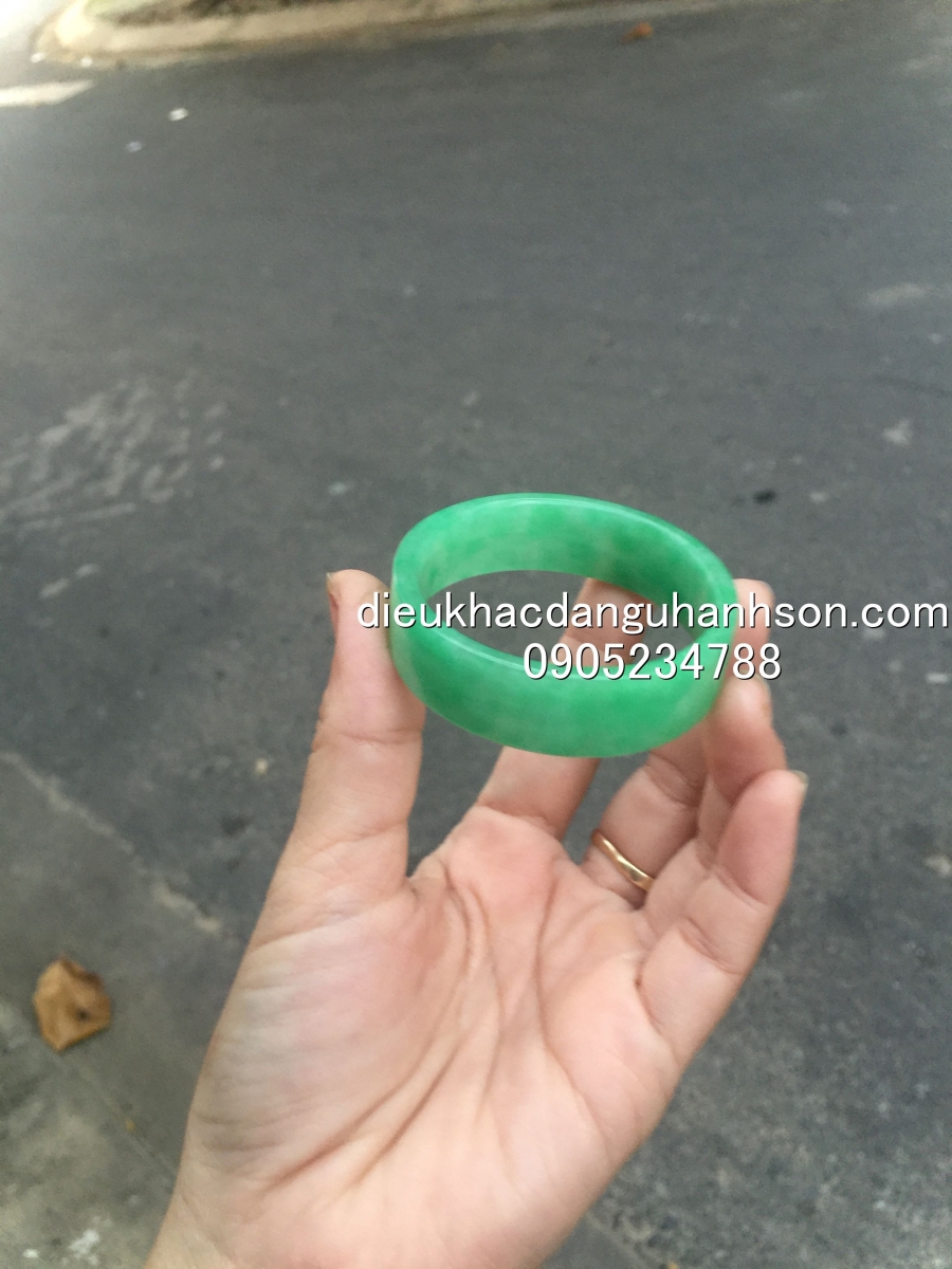 Vòng tay bản liên ngọc cẩm thạch thiên nhiên VTBL22
