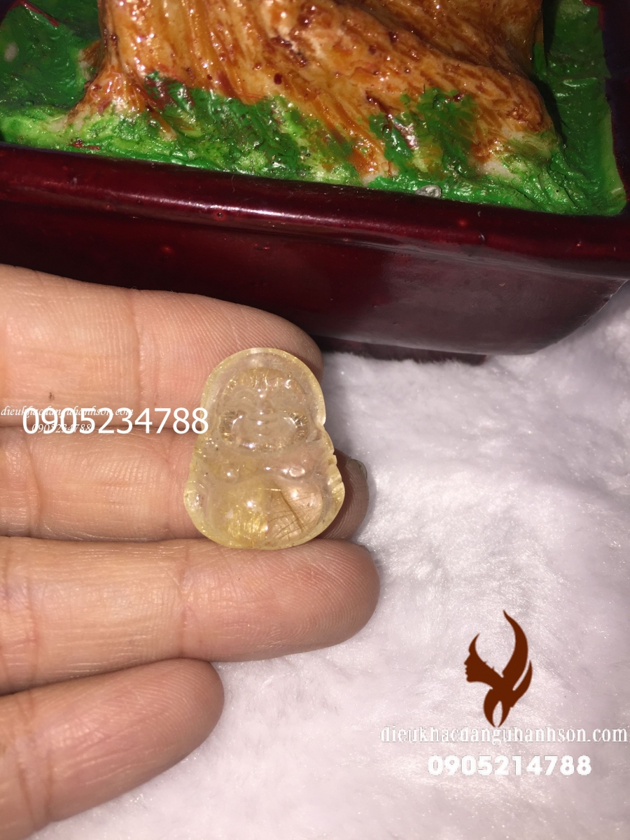 Mặt dây chuyền phật di lặc đá thạch anh tóc vàng thiên nhiên hàng Vip DL68