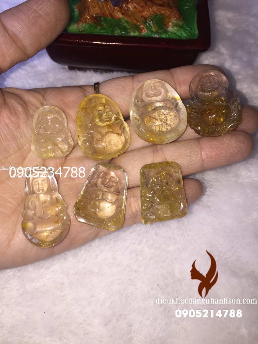 Mặt dây chuyền phật di lặc đá thạch anh tóc vàng thiên nhiên hàng Vip DL64