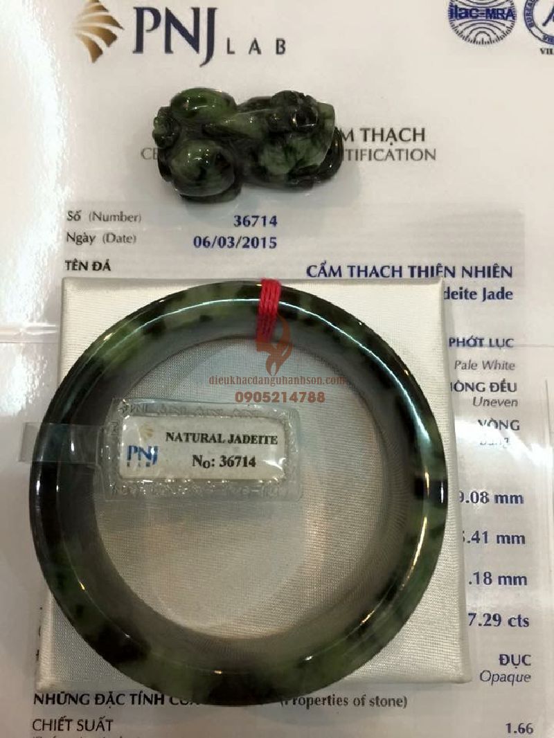Combo vòng tay + tỳ hưu đá ngọc phỉ thúy tự nhiên 100% kèm giấy kiểm định
